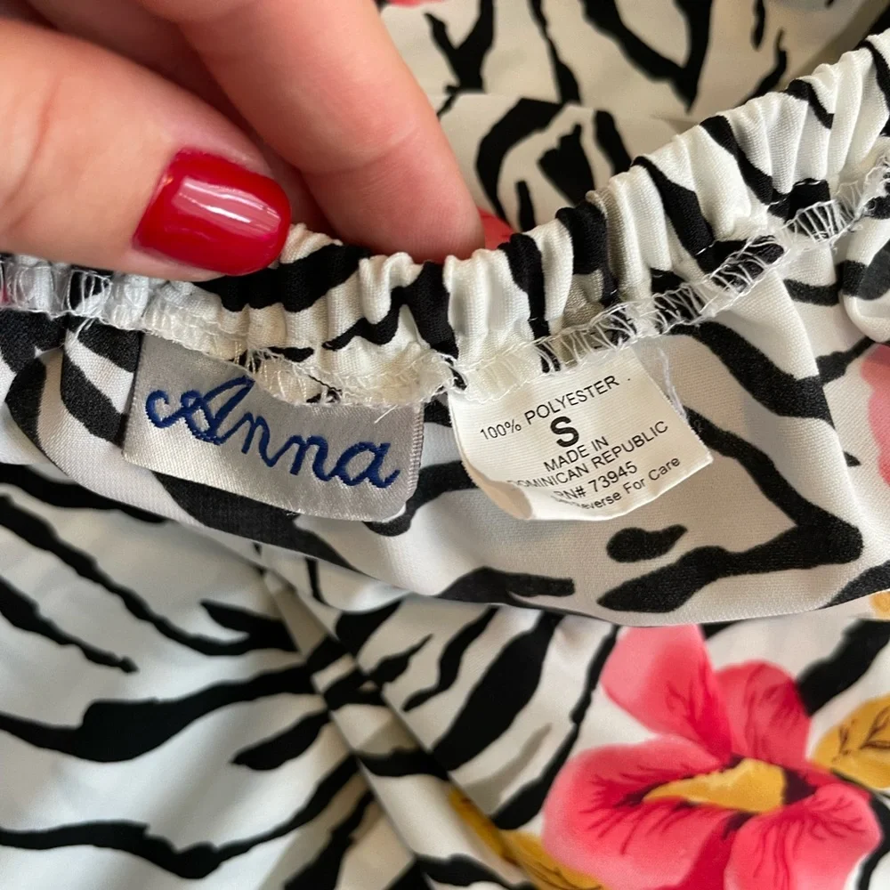Anna S White Zebra Floral Tropical Hawaiian MIDI Skirt